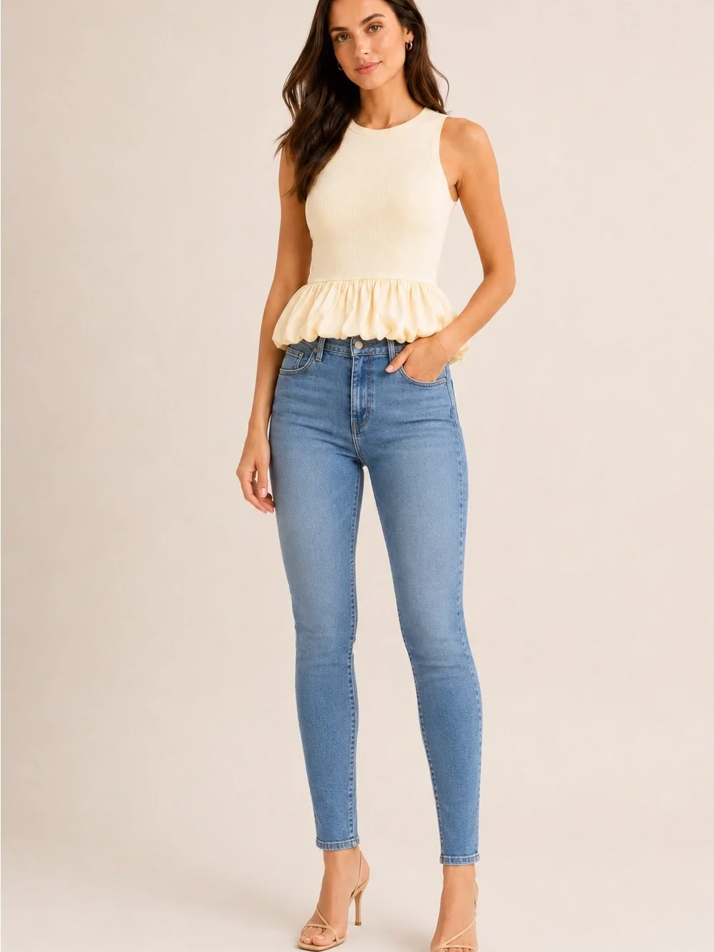 Elodie Sleeveless Peplum Top – Size M,  NWOT